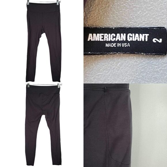 American Giant Pants Women's Size 2 Black Pull On Stretch Leggings Pockets - Picture 1 of 6